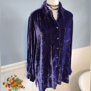 Votre Nom Purple Velvet Button Up
